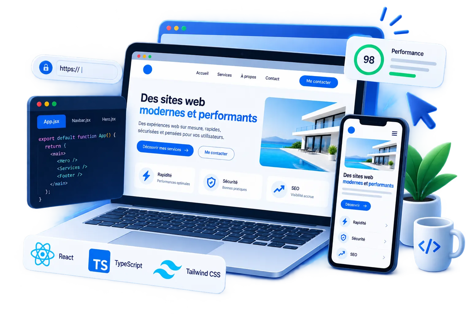 Illustration représentant l'aspect visuel d'une application WEB